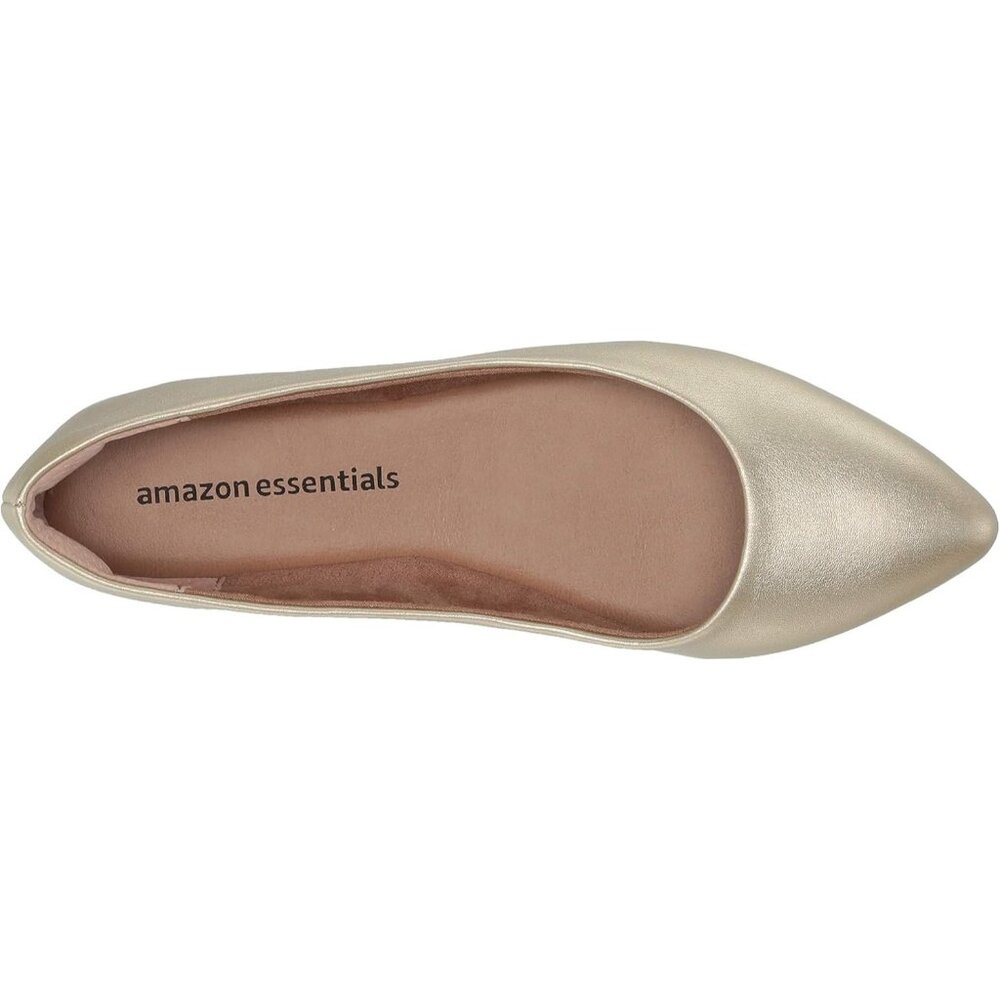 Women's Gold Faux Suede Pointed Toe Padded Insole Ballet Flat Loafers Shoes - Picture 5 of 9